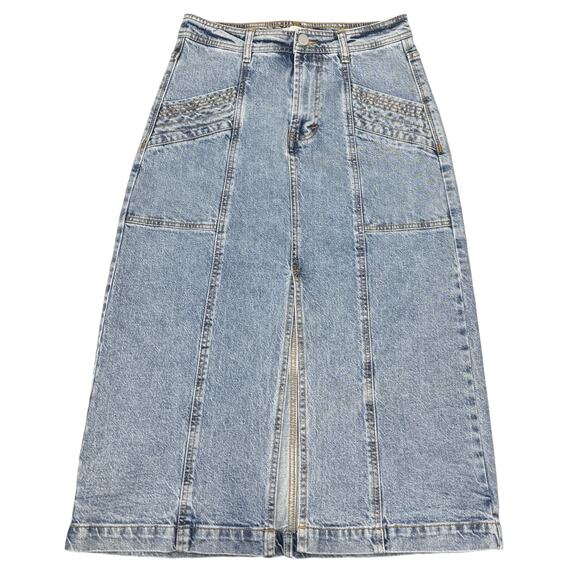 HABITUAL Front Slit Denim Midi Skirt Sz 26 - Picture 2 of 5